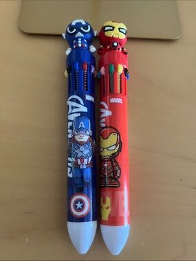 Marvel Blue Captain America & Red Iron Man Multi-Color Retractable Pens
